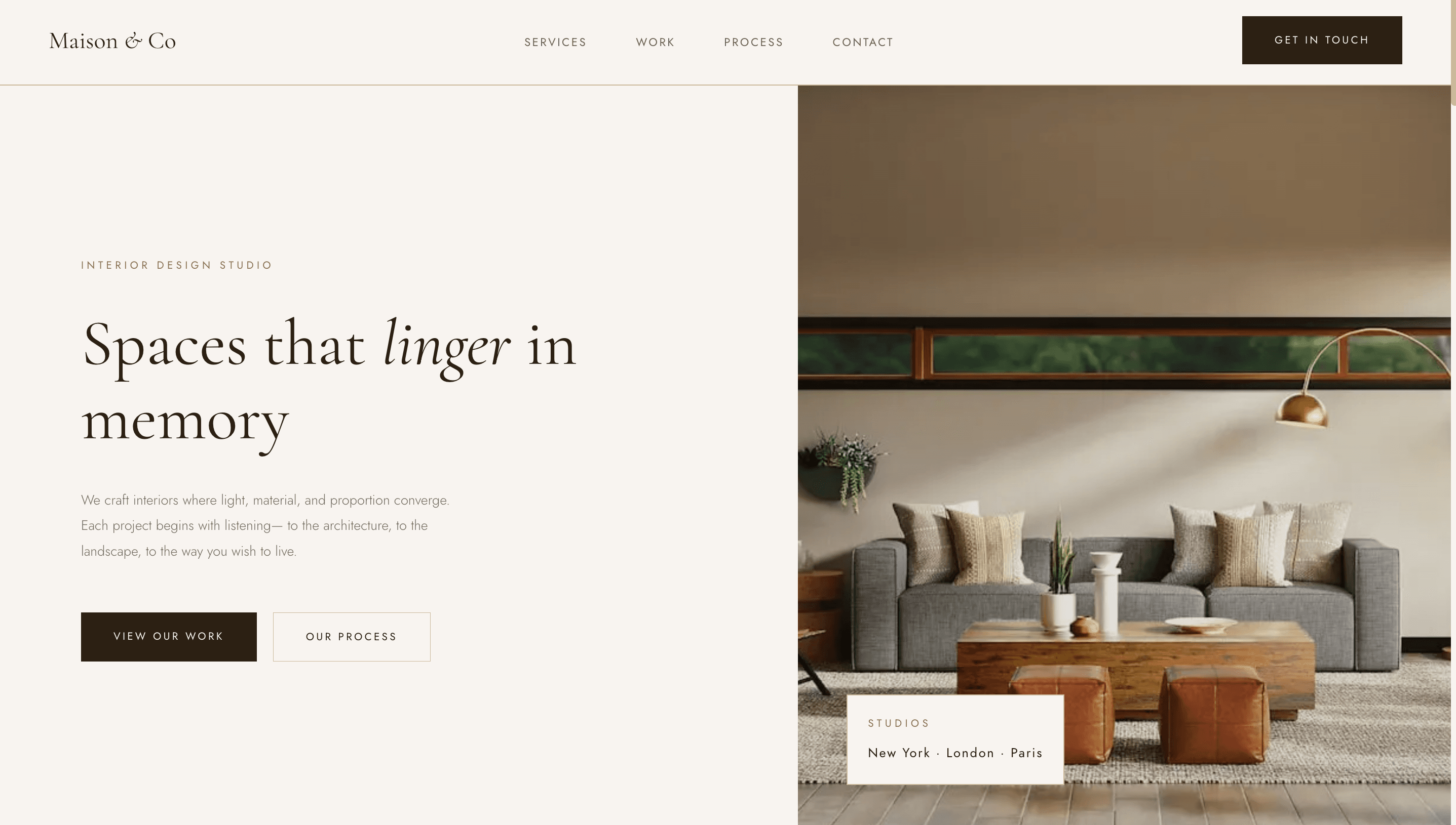 Maison & Co — Interior Design website built by Omprakash Kadur